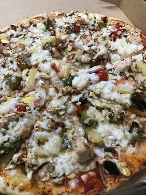 Jonny's Vegan Supreme pizza